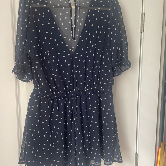 Trixxi/Francesca’s Navy and White Polka Dot Romper- NWOT - Picture 2 of 3
